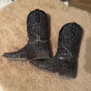 Women's Corral Black Glitter Cowboy Boots